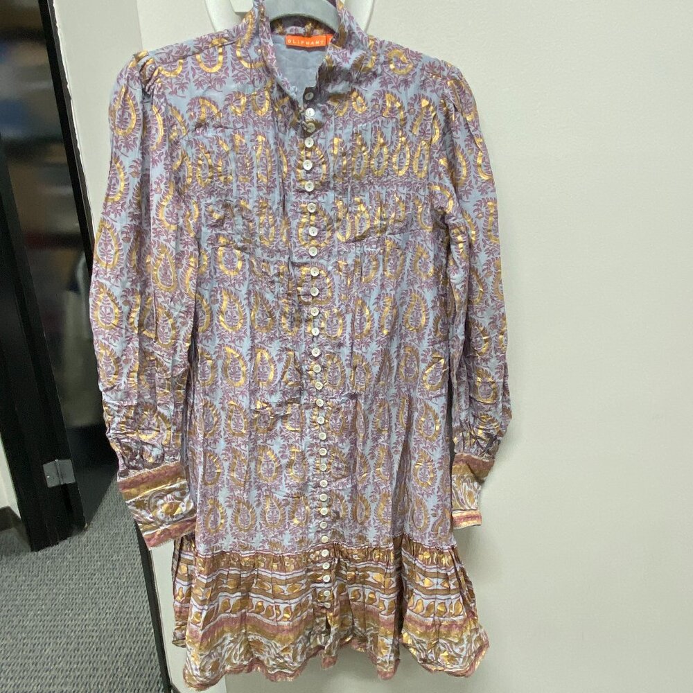 Oliphant Button Front Paisley Printed Dress Size XS